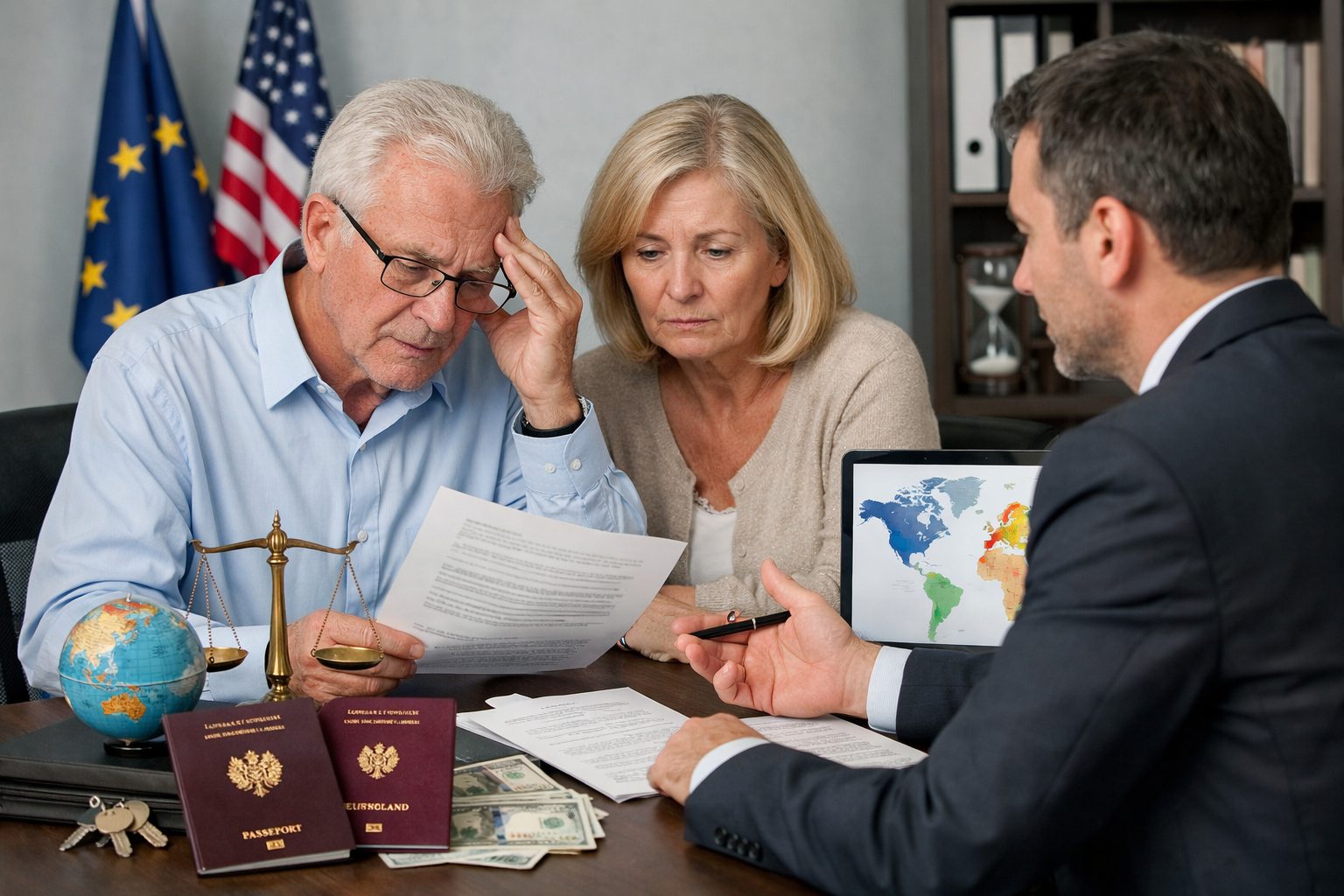 Consultation juridique sur une succession internationale avec héritiers, documents successoraux et enjeux transfrontaliers