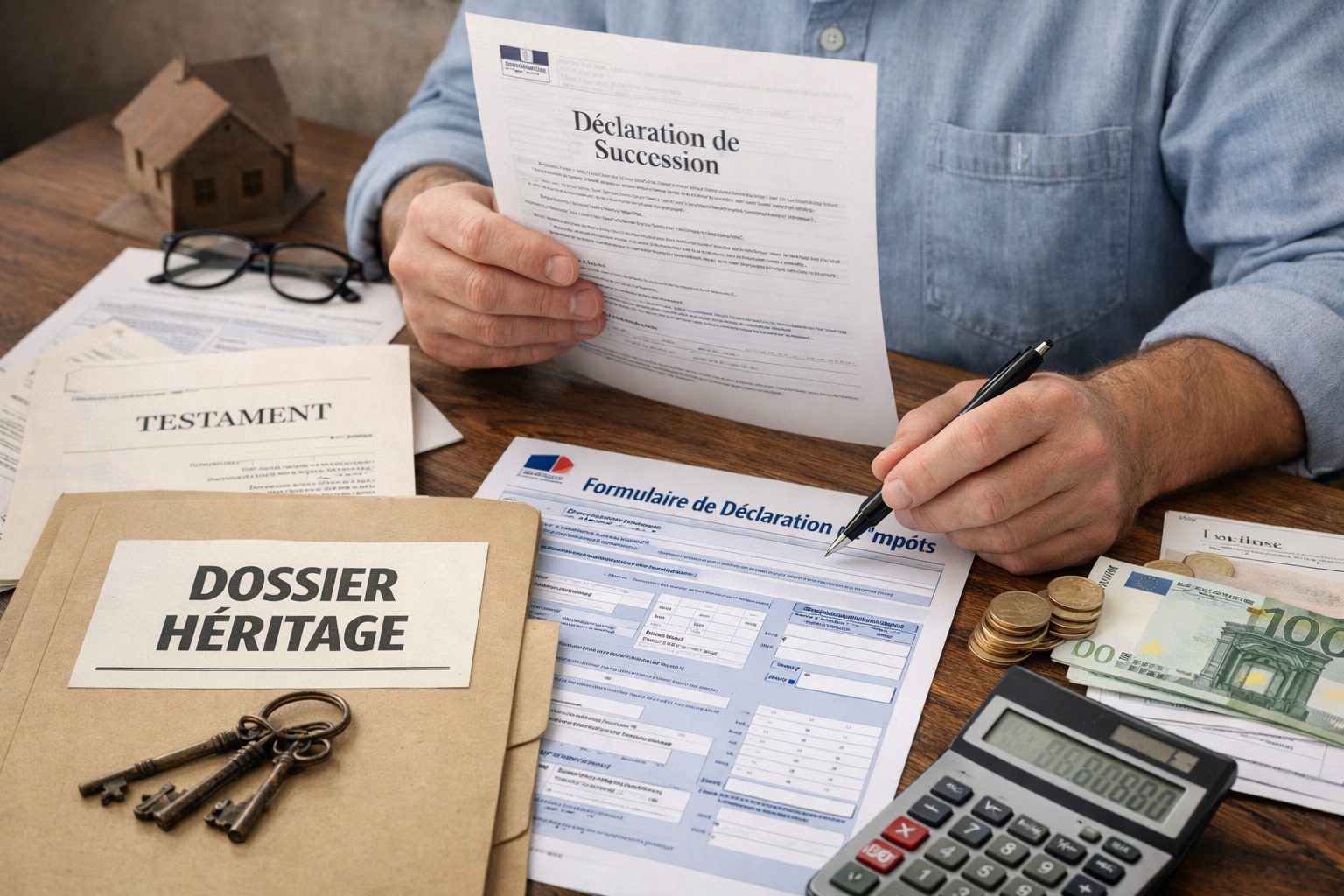 Héritier consultant des documents de succession et formulaires fiscaux pour déclarer un héritage