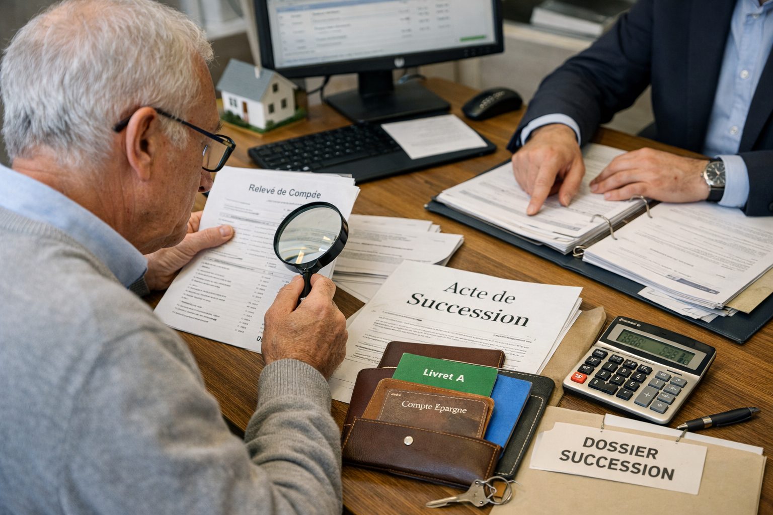 Vérification de documents bancaires lors d’une succession avec conseiller et héritier