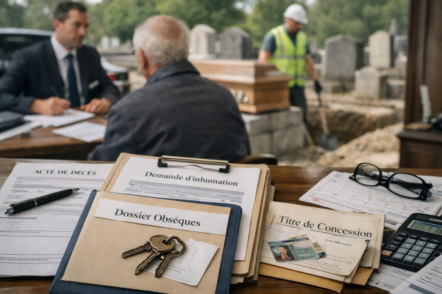 Formalités avant enterrement avec acte de décès, demande d’inhumation, dossier obsèques et préparation de la sépulture au cimetière