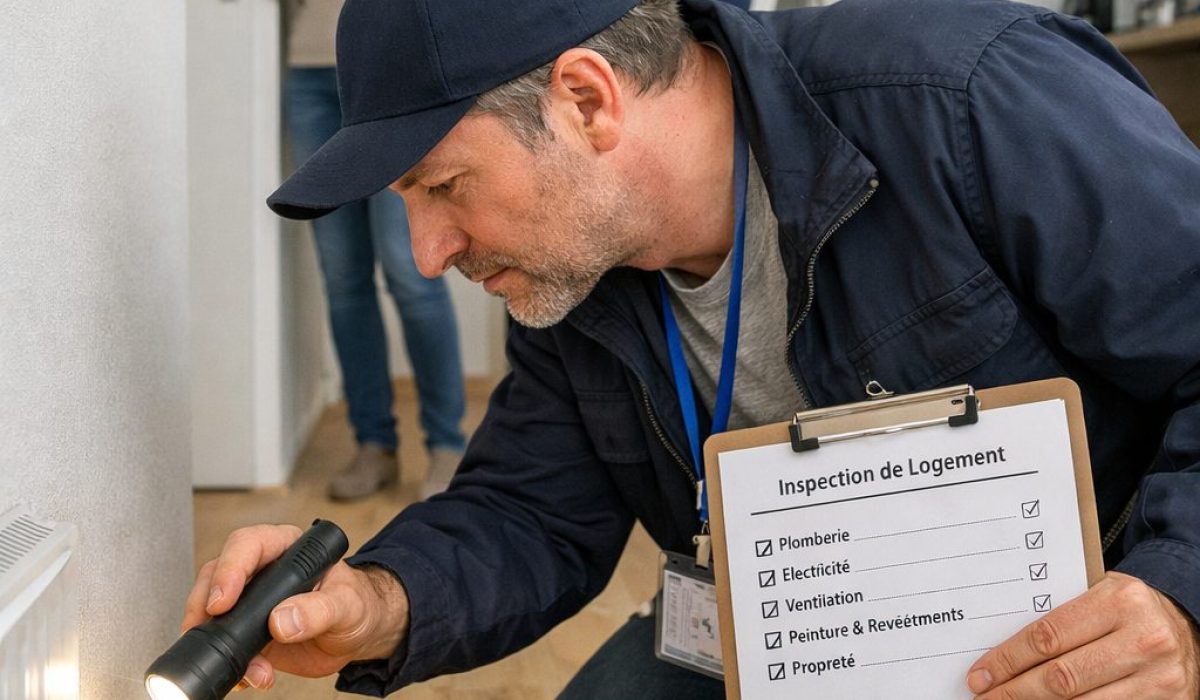 Contrôle après intervention dans un logement avant restitution avec vérification des murs, équipements et finitions