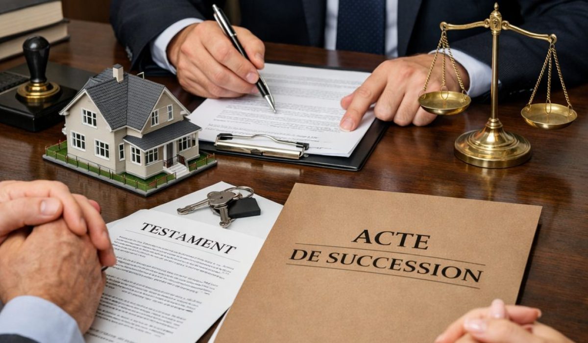 Notaire expliquant les obligations et actes incontournables d’un héritage immobilier à des héritiers