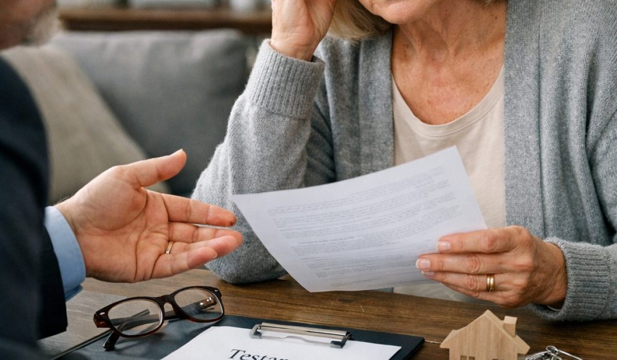 Conjoint survivant échangeant avec un conseiller sur les dispositifs de protection successorale et les choix patrimoniaux possibles