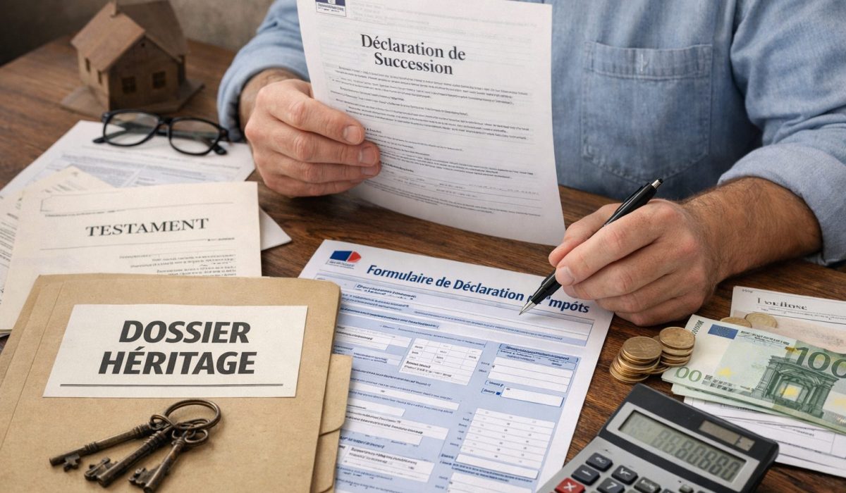 Héritier consultant des documents de succession et formulaires fiscaux pour déclarer un héritage