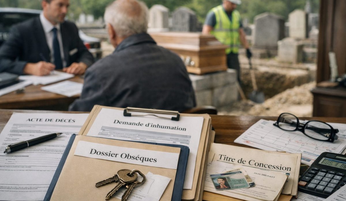 Formalités avant enterrement avec acte de décès, demande d’inhumation, dossier obsèques et préparation de la sépulture au cimetière