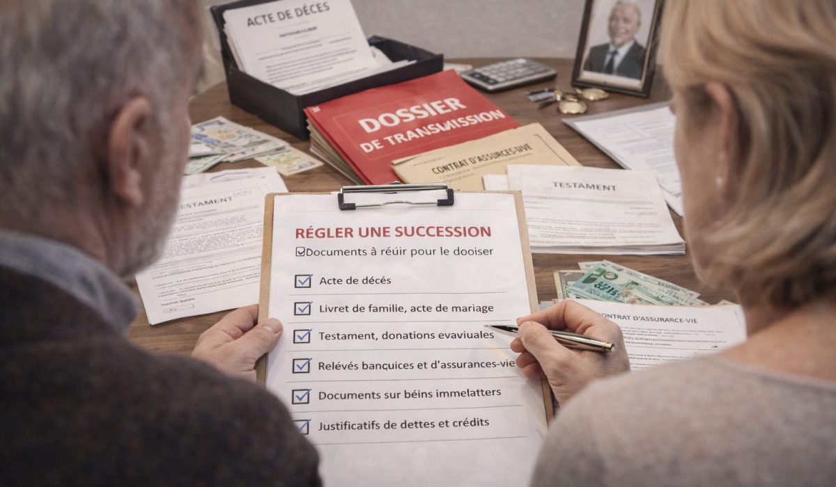 Documents clés pour régler une succession avec dossier, testament et acte de décès