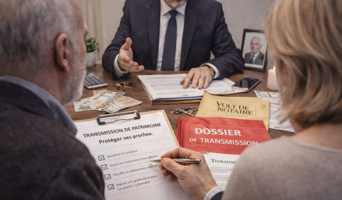 Conseil en transmission de patrimoine avec couple et documents pour protéger ses proches